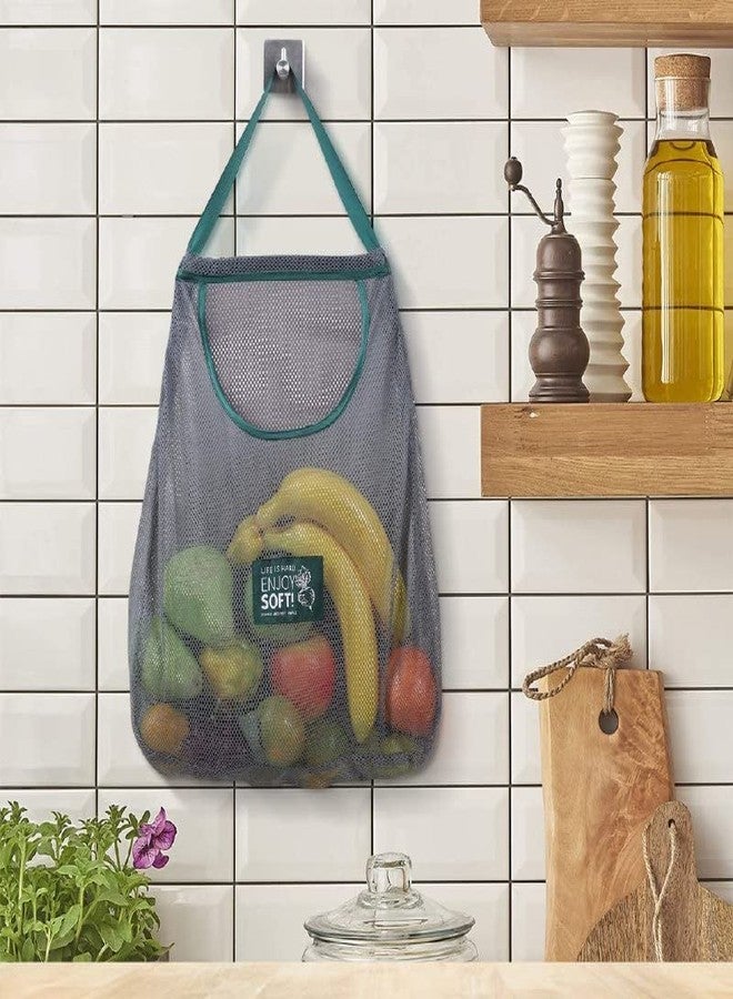 JEJIME 2pcs Versatile Hanging Mesh Storage Bags for Fruit & Vegetable | Breathable Storage Mesh Bags for Garlics Potatoes Onion Saver Garbage Bag Organizer Bathroom Storage Bag- Multicolor - Image 3