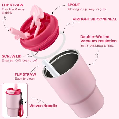 Howeemo Bento Lunch Box for Kids with 17oz Soup Thermo,Insulated Tumbler Water Bottle and Insulated Lunch Bag,Leak-Proof 3 Compartment Lunch Food Container with with Ice Pack for Kids to School-Pink - Image 5
