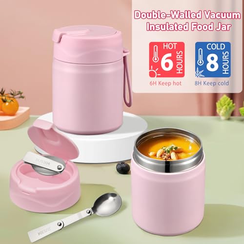 Howeemo Bento Lunch Box for Kids with 17oz Soup Thermo,Insulated Tumbler Water Bottle and Insulated Lunch Bag,Leak-Proof 3 Compartment Lunch Food Container with with Ice Pack for Kids to School-Pink - Image 3