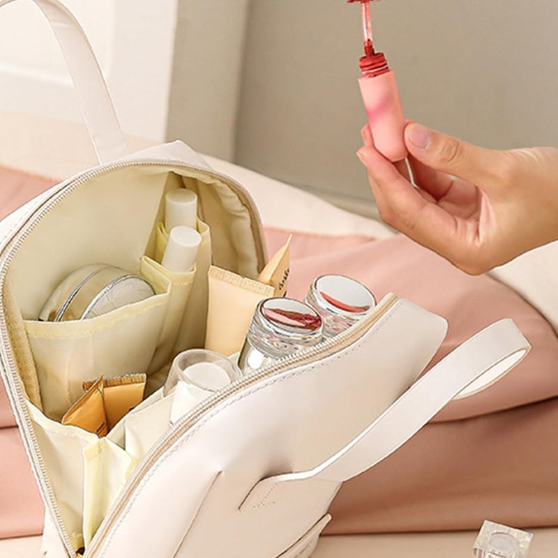Portable PU Makeup Toiletry Bag Stylish Travel Cosmetic Bag with Handle Zipper Closure for Women - Image 4