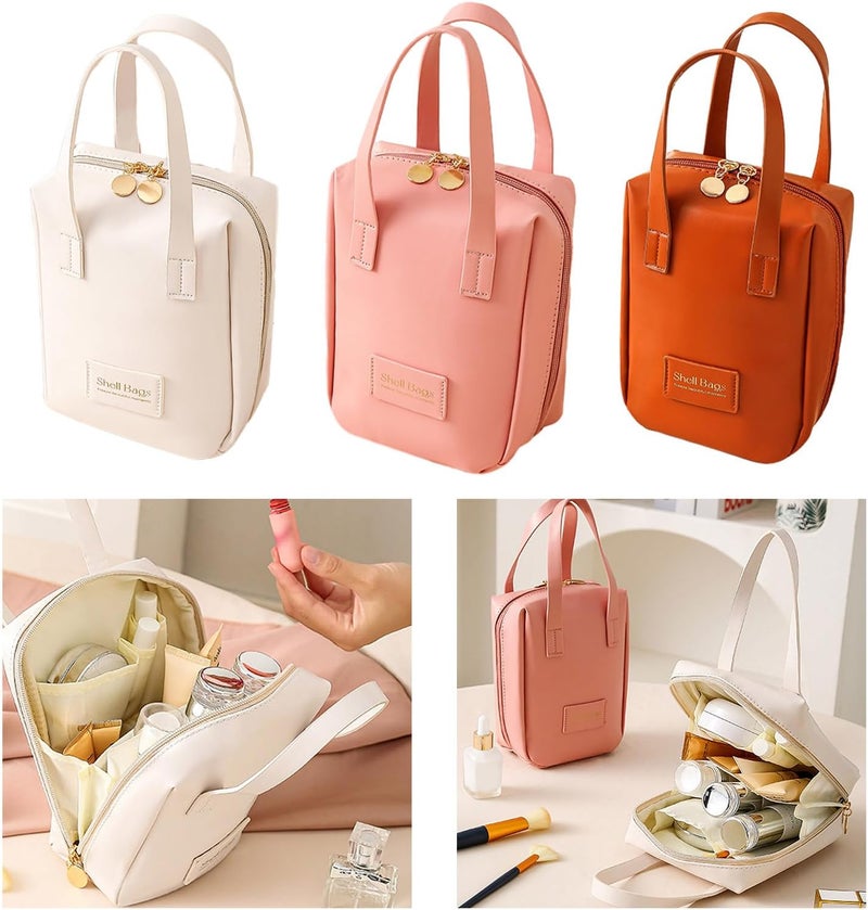 Portable PU Makeup Toiletry Bag Stylish Travel Cosmetic Bag with Handle Zipper Closure for Women - Image 2