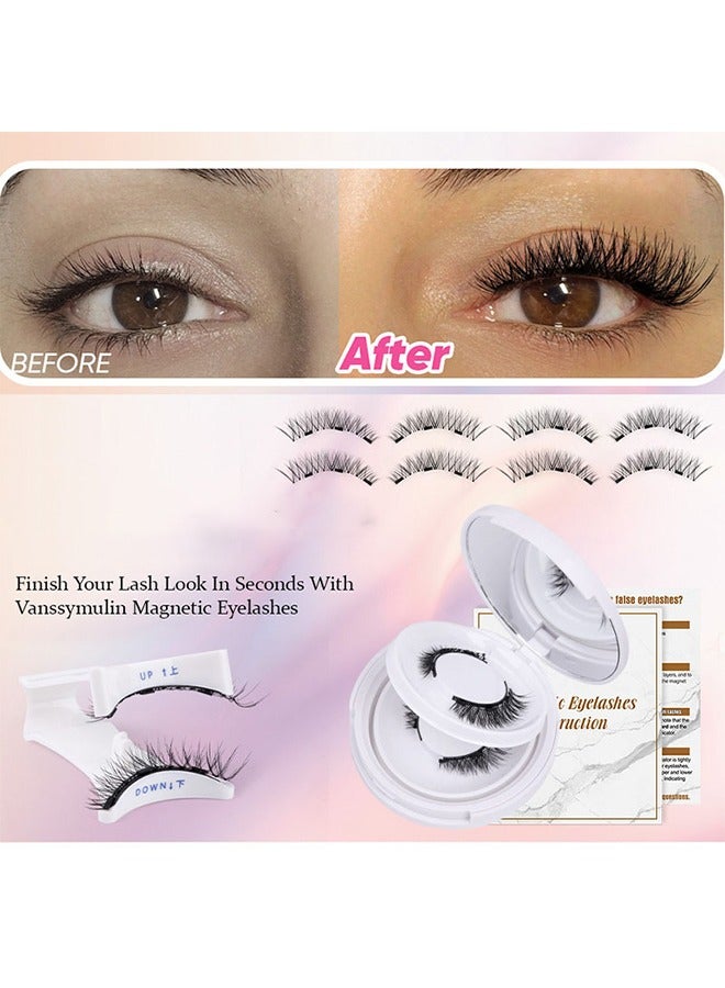 اتش واي الرموش المغناطيسية 2 أزواج الرموش المغناطيسية الرموش المغناطيسية الطبيعية مع الرموش الرموش المغناطيسية سهلة الارتداء طقم رموش مغناطيسية قابلة لإعادة الاستخدام (2 زوج) - Image 2