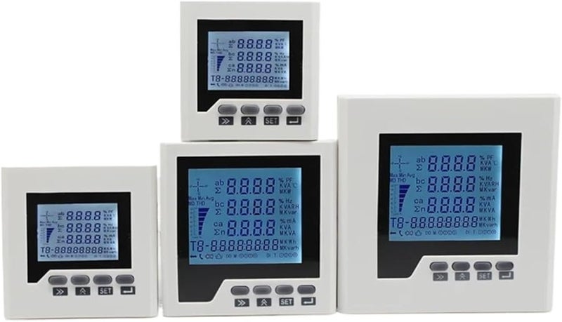 Multifunction Power Meter LCD Display A V W kWh cos Hz VAR RS485 Modbus RTU Protocol 80x80mm - Image 1
