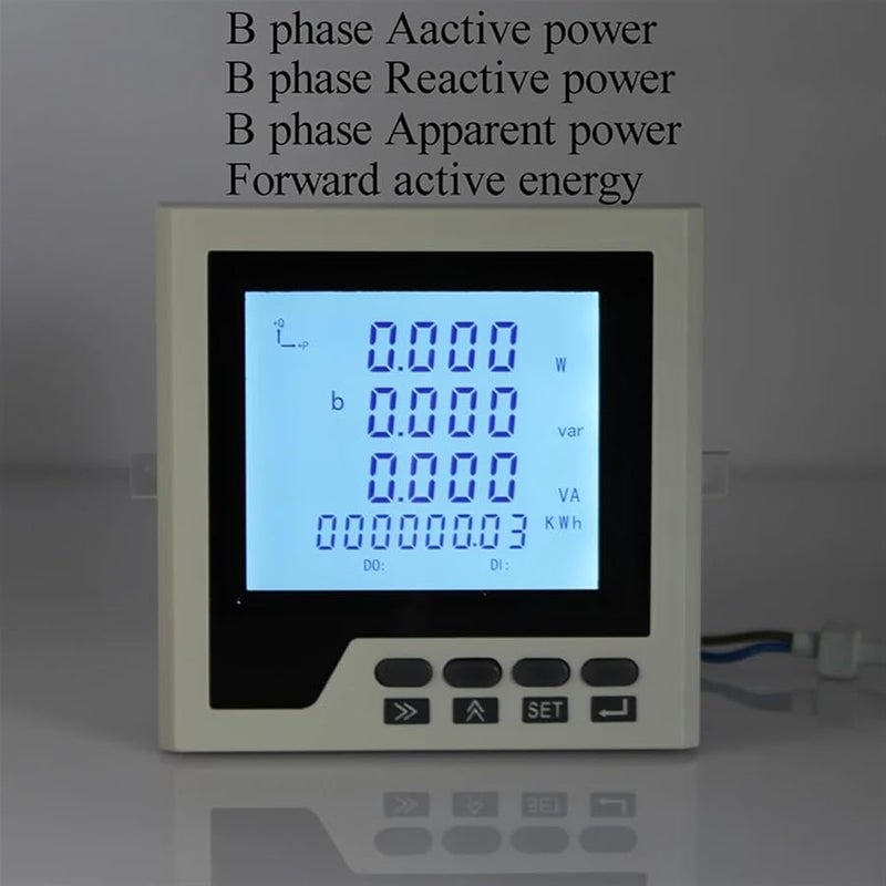 Multifunction Power Meter LCD Display A V W kWh cos Hz VAR RS485 Modbus RTU Protocol 80x80mm - Image 3