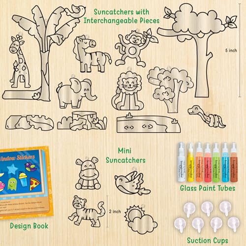 Imagimake Window Art Jungle Suncatcher Kit | Animal Toys | Girls Toys Age 6-8 | Arts and Crafts for Kids Ages 8-12 | Creative Fun Craft Kit for Ages 5-7-9 | Girls & Boys Christmas Gifts Age 8-10-12 - Image 2