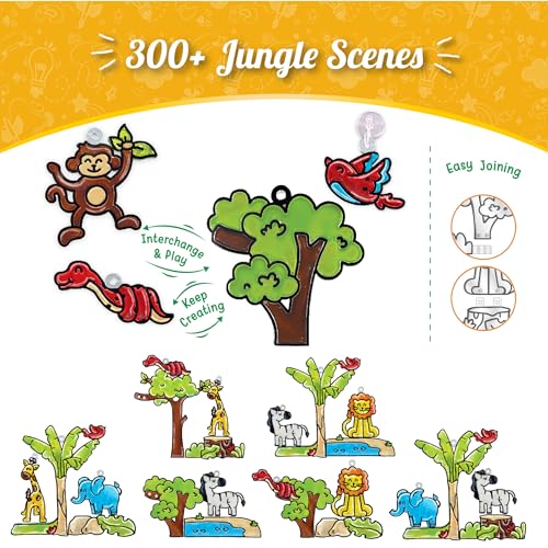 Imagimake Window Art Jungle Suncatcher Kit | Animal Toys | Girls Toys Age 6-8 | Arts and Crafts for Kids Ages 8-12 | Creative Fun Craft Kit for Ages 5-7-9 | Girls & Boys Christmas Gifts Age 8-10-12 - Image 4
