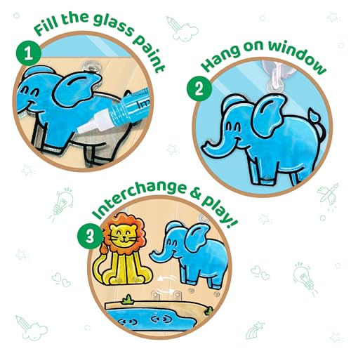 Imagimake Window Art Jungle Suncatcher Kit | Animal Toys | Girls Toys Age 6-8 | Arts and Crafts for Kids Ages 8-12 | Creative Fun Craft Kit for Ages 5-7-9 | Girls & Boys Christmas Gifts Age 8-10-12 - Image 3
