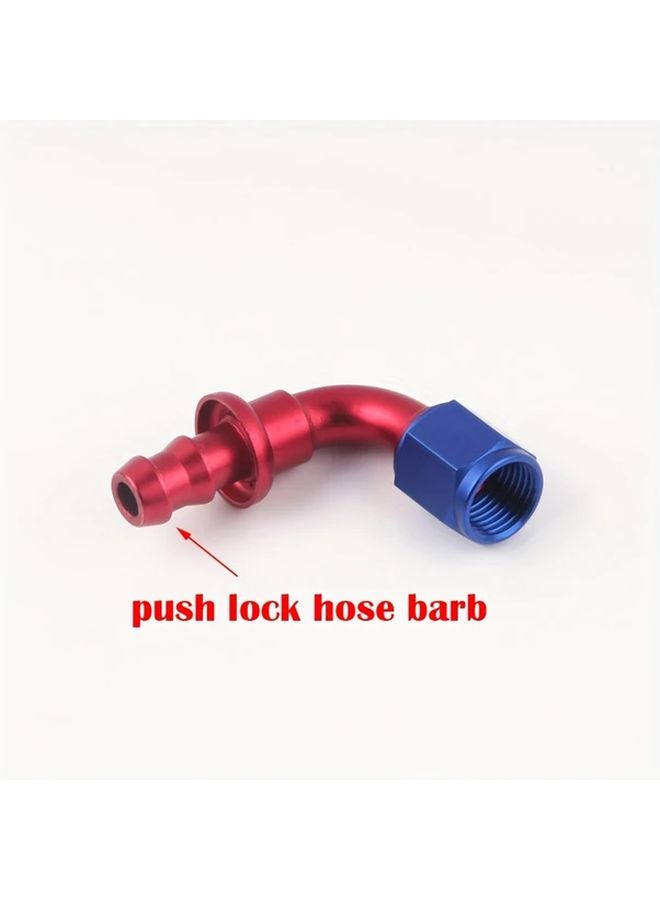 AN4 90 Degree Female Swivel To Push Lock Barb Hose End Adaptor Kit Aluminum Alloy - Image 3