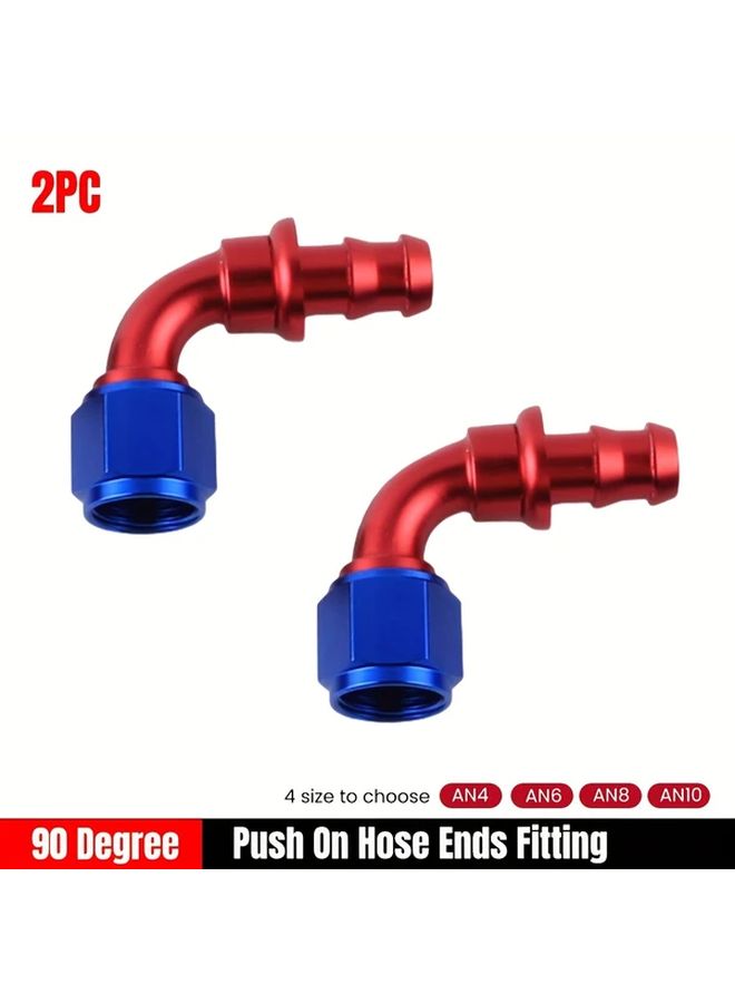 AN4 90 Degree Female Swivel To Push Lock Barb Hose End Adaptor Kit Aluminum Alloy - Image 1