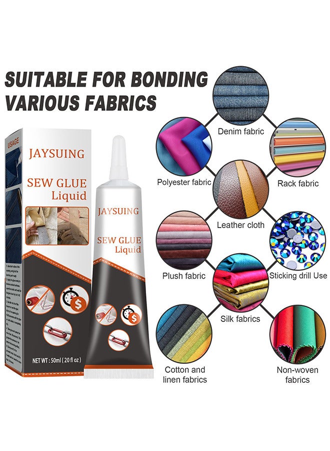 Jaysuing Multi Fabric Sew Glue Liquid, Cloth Repair Sew Glue, Instant Cloth Sew Glue Liquid For Jeans, Printing Pants, Cotton Flannel, Denim Leather, Fast Dry And Permant Washable, 50ML  - Image 2