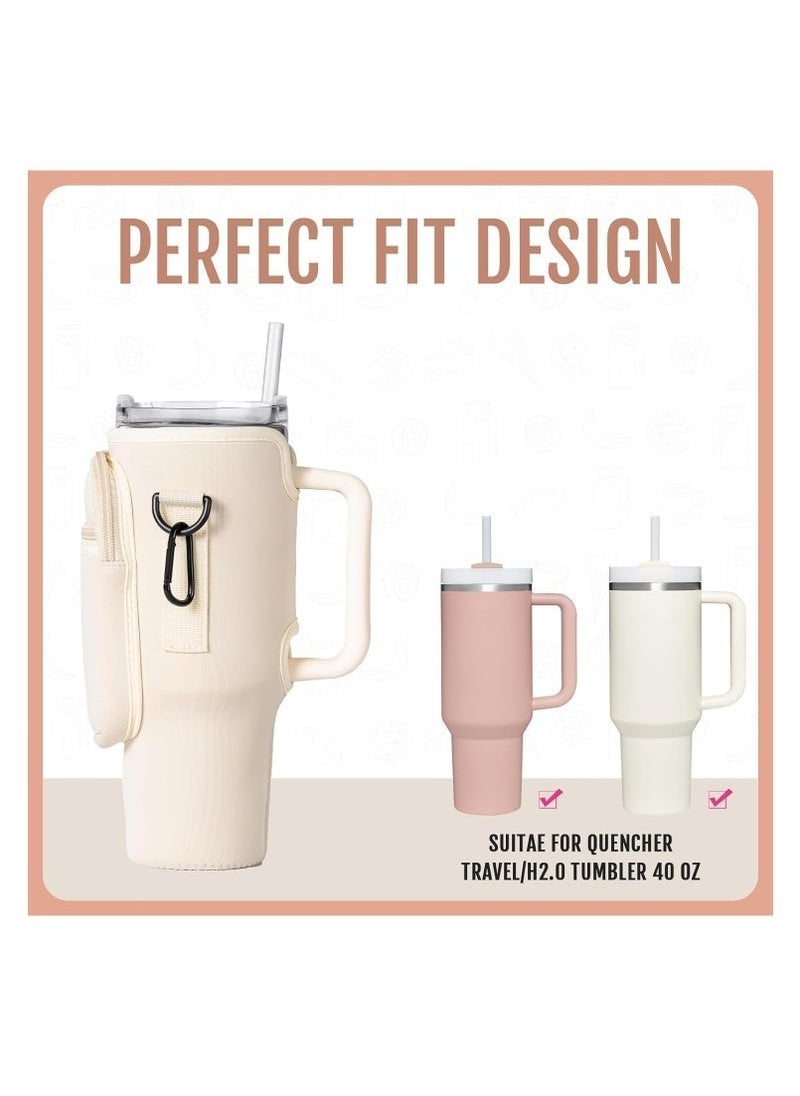 Water Bottle Carrier Bag with Phone Pocket for Stanley 40oz Tumbler Water Bottle Holder Pouch with Adjustable Shoulder Strap and Carabiner Stanley Cup Accessories for Hiking Travelling Camping  - Image 5