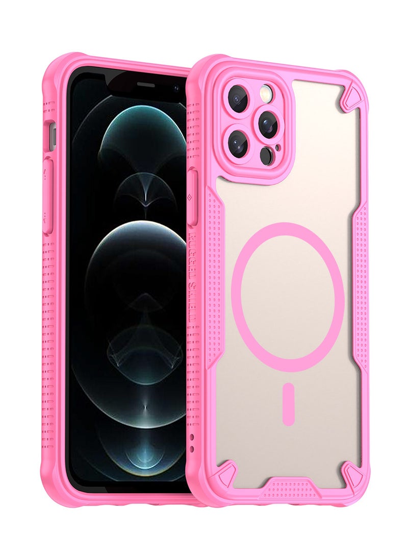 Cover For iPhone 12 Pro Armor Glaze MagSafe Magnetic Phone Case Raised edges around the screen and camera lens help prevent scratches - Pink - Image 1