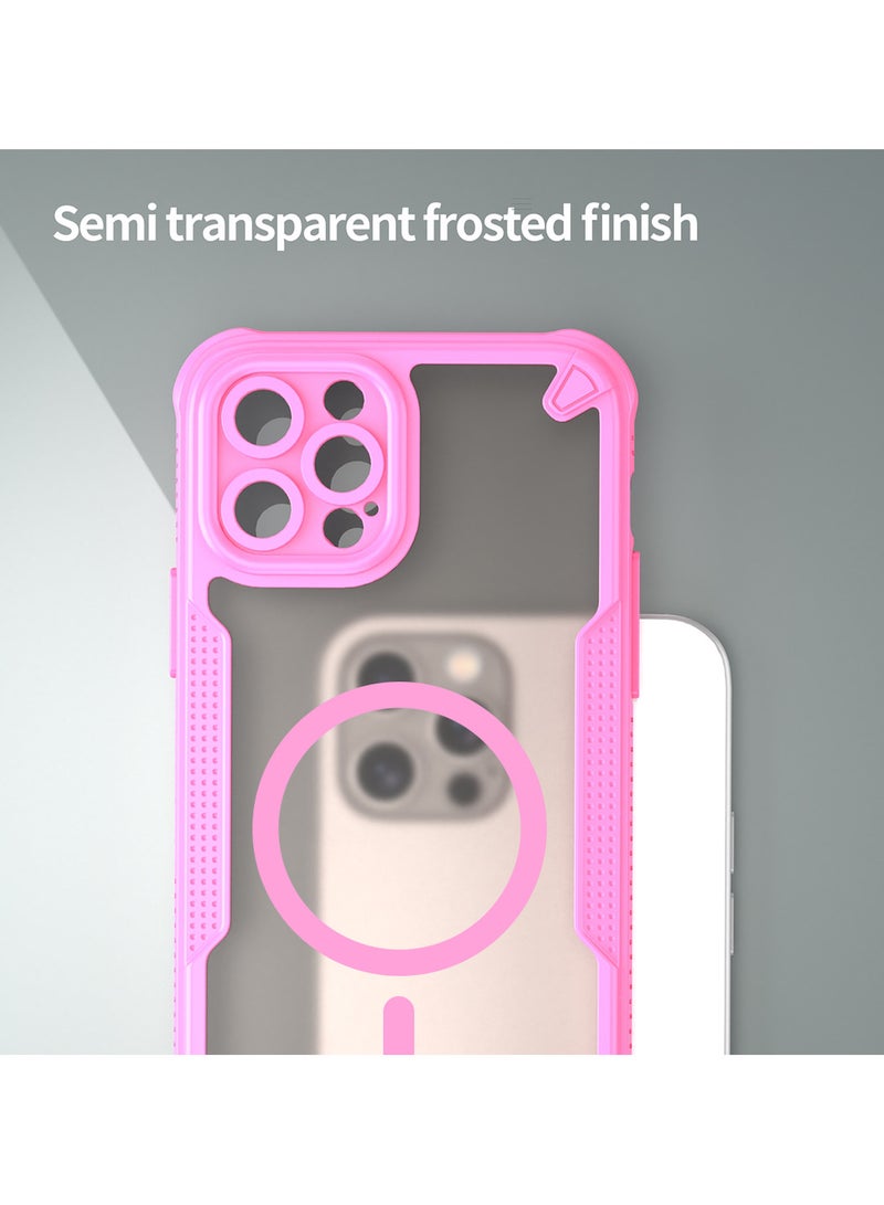Cover For iPhone 12 Pro Armor Glaze MagSafe Magnetic Phone Case Raised edges around the screen and camera lens help prevent scratches - Pink - Image 4