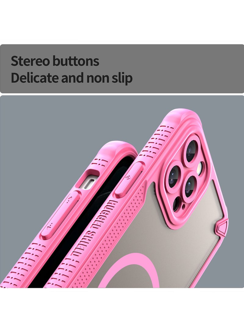 Cover For iPhone 12 Pro Armor Glaze MagSafe Magnetic Phone Case Raised edges around the screen and camera lens help prevent scratches - Pink - Image 3