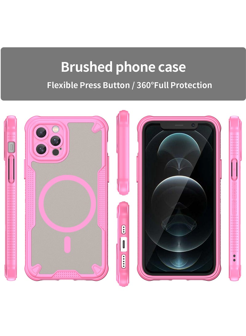 Cover For iPhone 12 Pro Armor Glaze MagSafe Magnetic Phone Case Raised edges around the screen and camera lens help prevent scratches - Pink - Image 5