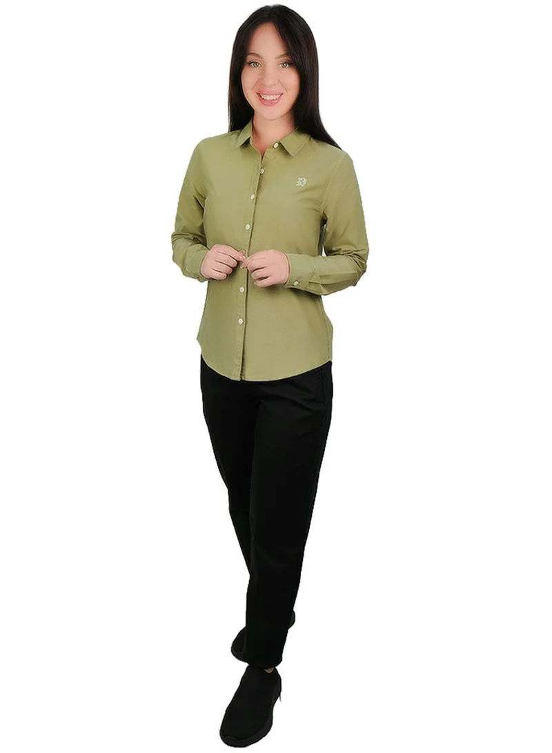 GIORDANO  Women’s Slim Fit Cotton Oxford Shirt | Acute Collar with Embroidery for Women | Best Price UAE