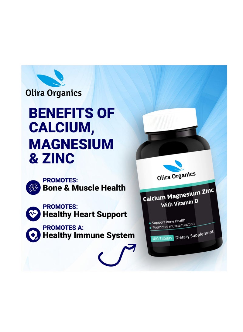 أوليرا أورجانيكس الكالسيوم والمغنيسيوم والزنك مع فيتامين د 100 قرص - Image 2