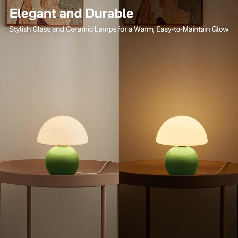 Dawnwake Mushroom Lamp Table Lamp for Bedroom,Desk Bedside Small Lamps for Living Room Night Stands,Mushroom Decor Cute Mini Modern Mid Century Lamps,Unique Aesthetic Home Living Room Decor(Green) - Image 3