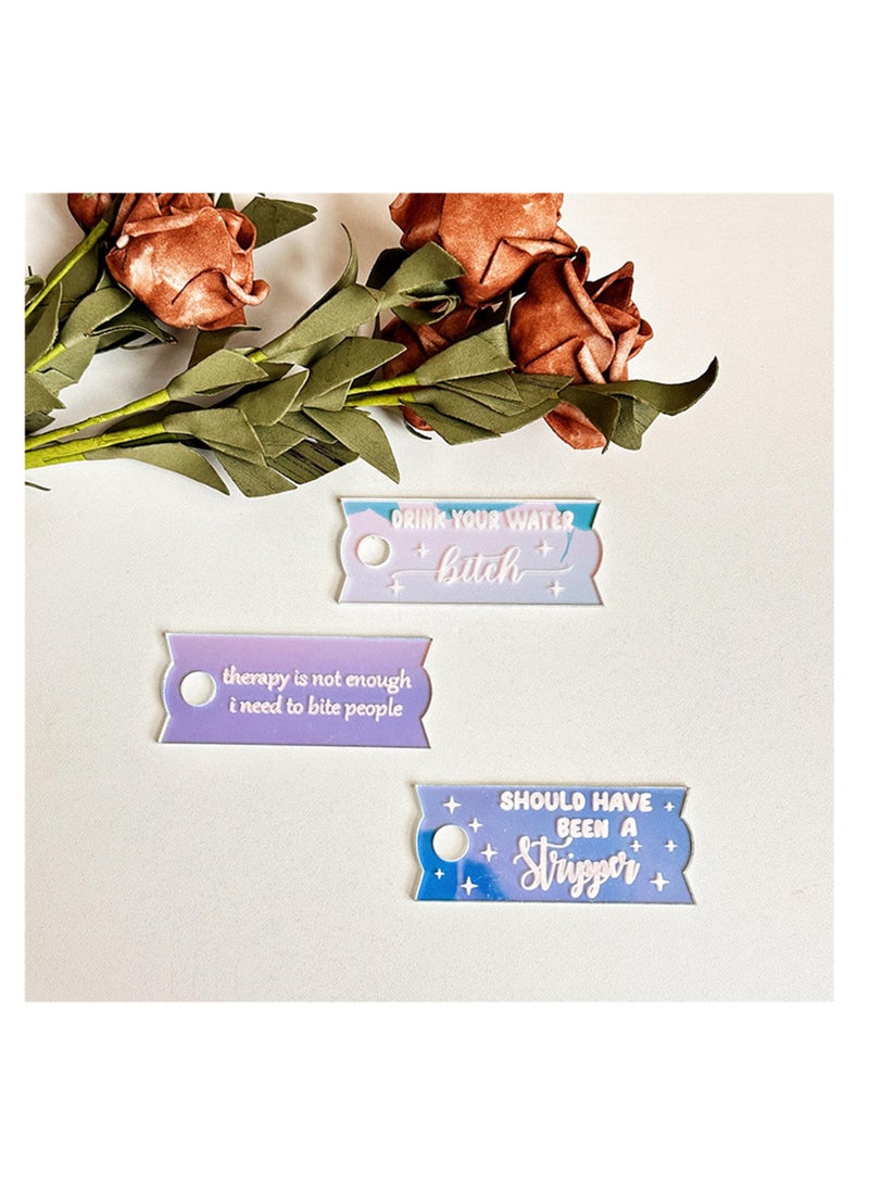 Custom Colorful Acrylic Name Tags for 40 Oz Tumblers Set of 3 Personalized Tumbler Name Plates for Stanley Cup