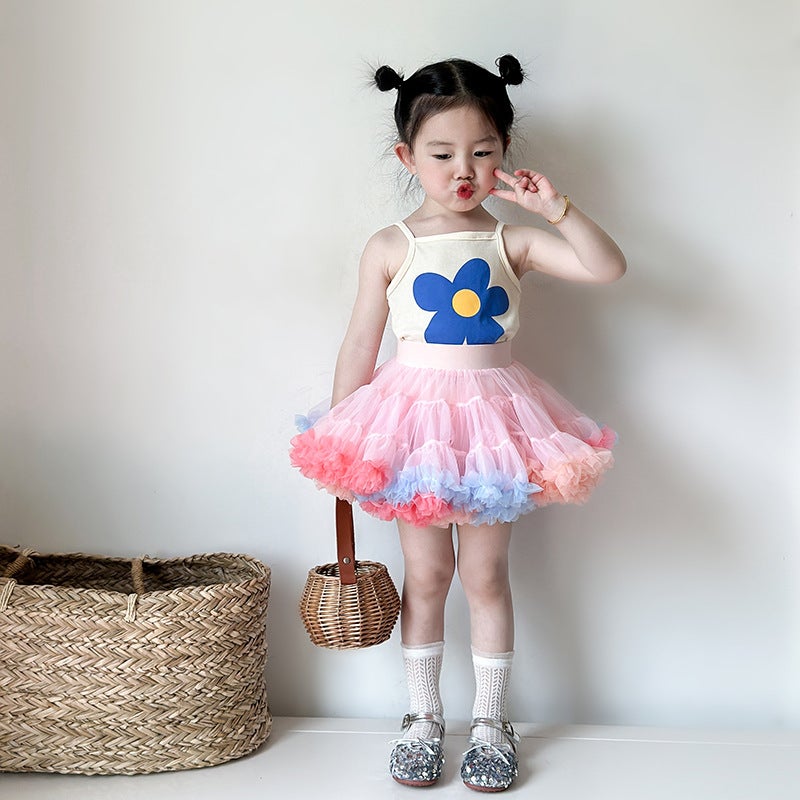 Children'S Tutu Skirt Girls Skirt Safety Pants Autum Princess Skirt Mesh Skirt Dance Tutu Skirt - Image 1