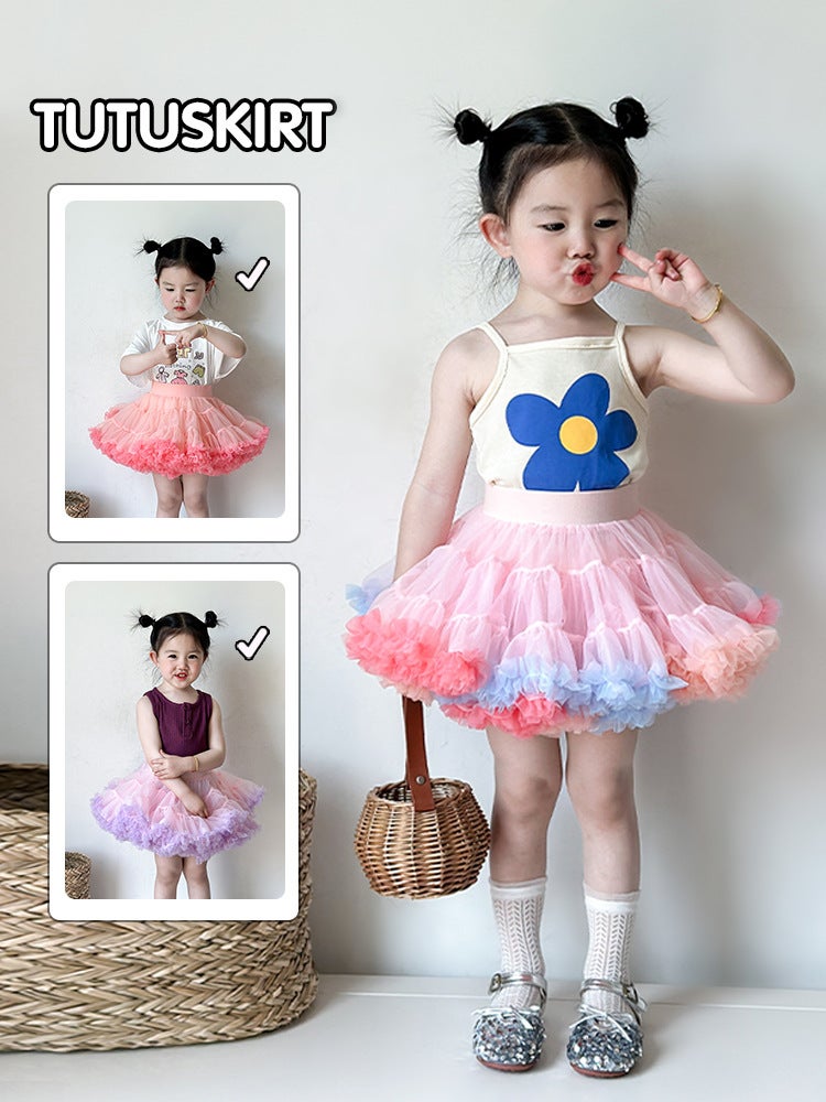 Children'S Tutu Skirt Girls Skirt Safety Pants Autum Princess Skirt Mesh Skirt Dance Tutu Skirt - Image 5