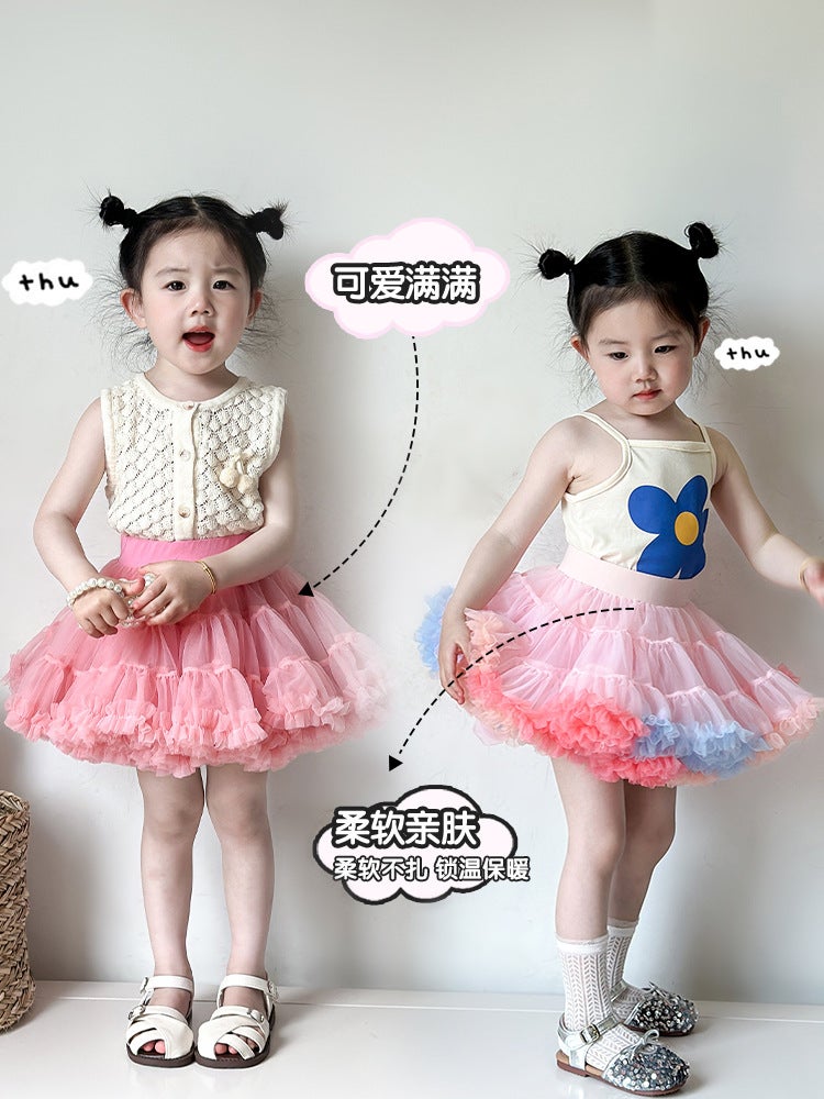 Children'S Tutu Skirt Girls Skirt Safety Pants Autum Princess Skirt Mesh Skirt Dance Tutu Skirt - Image 4