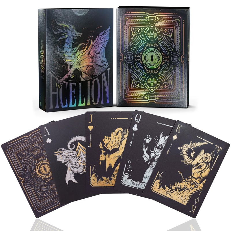 WJPC Easy Shuffling Plastic Waterproof Playing Cards,Cool Black Dragon Poker Cards for Game and Party, Deck of Cards?Dragon - Image 1