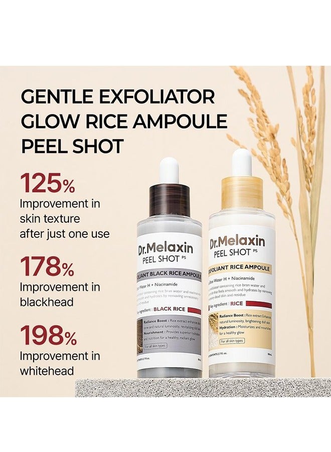 دكتور ميلاكسين أمبولات الأرز المتوهجة من دكتور ميلاكسين - سيروم لتفتيح البشرة، المسام، الرؤوس السوداء، تقشير الدهون، العناية بالتقشير، ملمس ماء نخالة الأرز، مستخلص نخالة الأرز، الأرز الأبيض، الأرز الأسود، الرؤوس السوداء، البشرة الجافة - Image 2