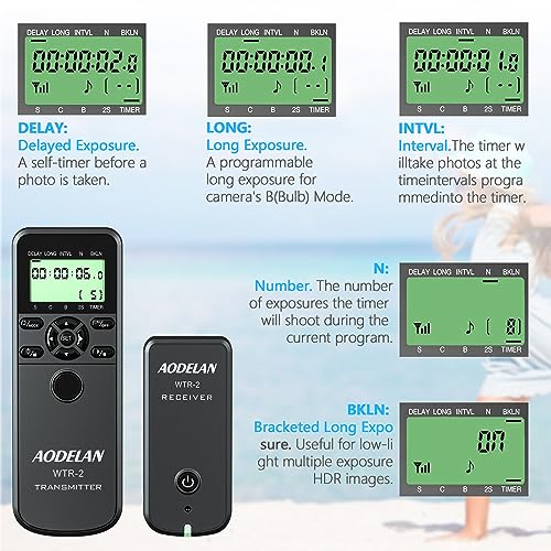AODELAN Camera Wireless Shutter Release Timer Remote Control for Canon EOS R, ROS RP, EOS RA, R6, R5, 80D, 77D, 70D, 250D, 90D, 10D, T7, T6i, T6s, T5i, T4i, T3i, PowerShot SX70H, RS-60 & TC-80N - Image 4