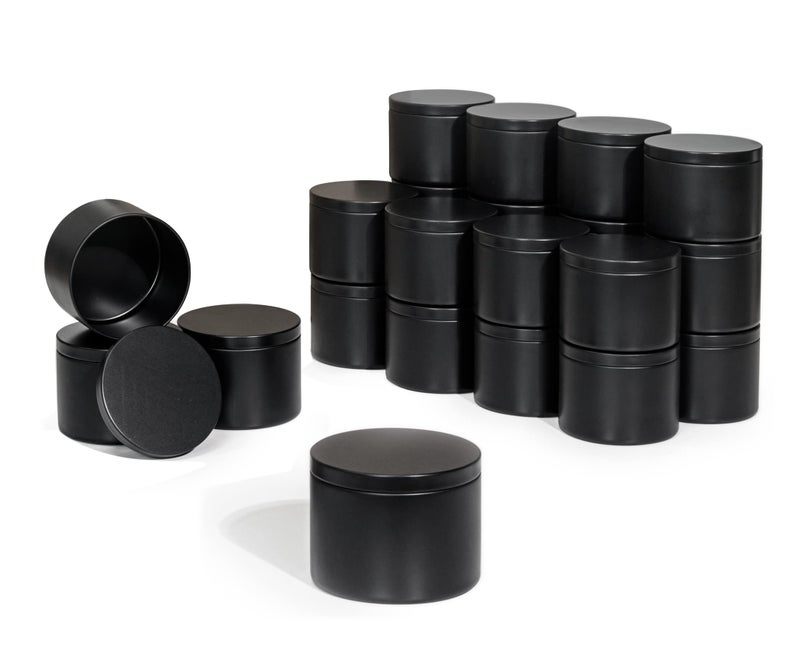 Aroparc Candle Tins 8oz with Lids 24 Pack Seamless Bulk Candle Containers for Candle Making Supplies Black