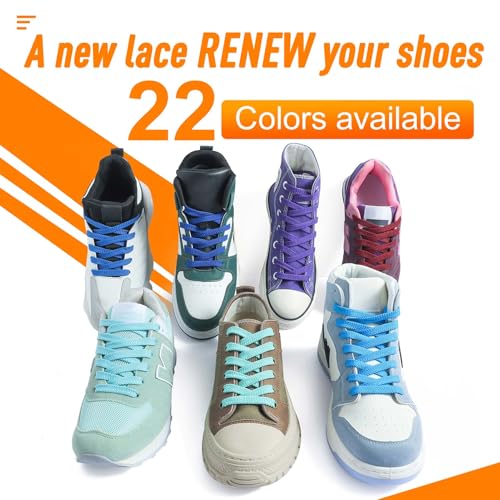 VSUDO Upgrade 54" Double Layer Weave Flat Shoelaces, 5/16" Wide Flat Shoe Laces for Adults & Kids Sneakers or Athletic Shoes [1Pair-Blue-137CM] - Image 4