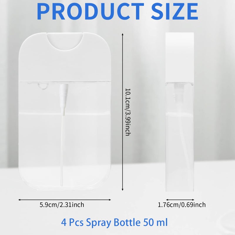 Rimoev 4 PCS Clear Spray Bottles, Portable Card Spray Bottles, 50 ML Refillable Plastic Perfume Atomizer Vials, Suitable Perfume, moisturizing water, hand sanitizer - Image 2