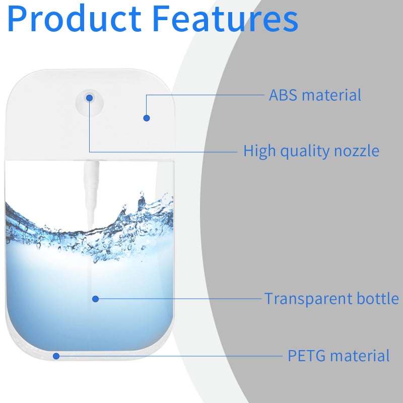Rimoev 4 PCS Clear Spray Bottles, Portable Card Spray Bottles, 50 ML Refillable Plastic Perfume Atomizer Vials, Suitable Perfume, moisturizing water, hand sanitizer - Image 5
