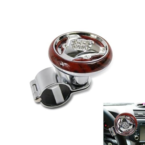 GKmow 1 PC Car Steering Wheel Power Ball ABS Alloy Inlaid with Rhinestones Smooth Steel Ball Bearing Knob Auxiliary Singlearm Steering Parts for Most Models Peachblow - Image 1