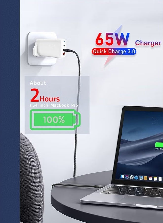 Arabest 65W GaN Triple Port USB C Charger charger adapter- Dual USB-C PD (45W+20W) & USB-A 20W Fast Charging Wall Adapter - Compatible with iPhone, Galaxy, Pixel, Samsung, Huawei, iPad, AirPods, Tablets & More - Image 5