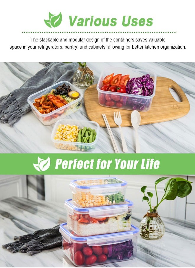 HomarKet - Meal Prep Container Airtight Food Storage Container Set of 12 Pack Re-usable Plastic Food Containers Stackable Kitchen Organizer Boxes Tupperware BPA Free & Microwave Freezer Dishwasher Safe - Image 1