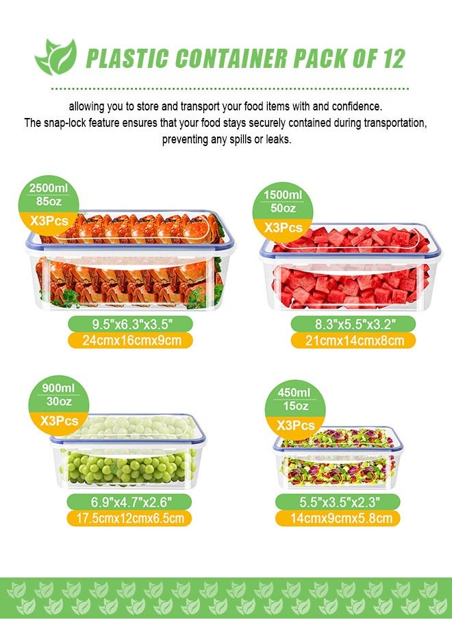 HomarKet - Meal Prep Container Airtight Food Storage Container Set of 12 Pack Re-usable Plastic Food Containers Stackable Kitchen Organizer Boxes Tupperware BPA Free & Microwave Freezer Dishwasher Safe - Image 1