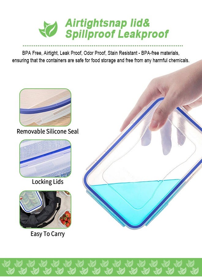 HomarKet - Meal Prep Container Airtight Food Storage Container Set of 12 Pack Re-usable Plastic Food Containers Stackable Kitchen Organizer Boxes Tupperware BPA Free & Microwave Freezer Dishwasher Safe - Image 1