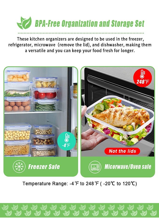HomarKet - Meal Prep Container Airtight Food Storage Container Set of 12 Pack Re-usable Plastic Food Containers Stackable Kitchen Organizer Boxes Tupperware BPA Free & Microwave Freezer Dishwasher Safe - Image 1
