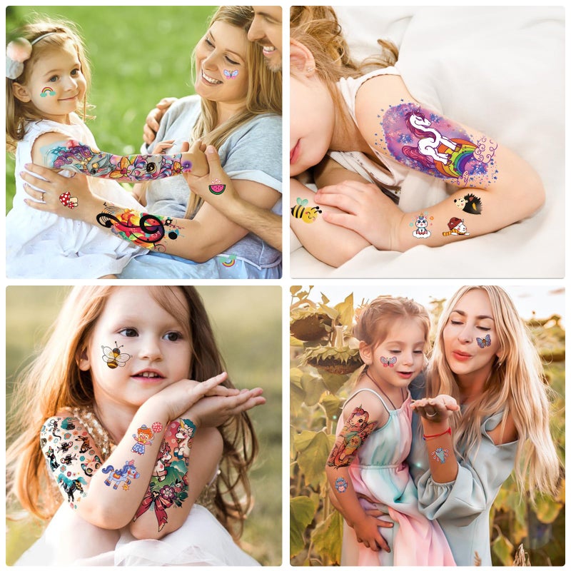 atydkug 52 PCS Kids Full Arm Temporary Tattoos - Rocket Car Dinosaur Planet Astronaut & Dolphin Castle Cat Body Tattoos Stickers for Boys & Girls, Party Supplies Gifts - Image 3