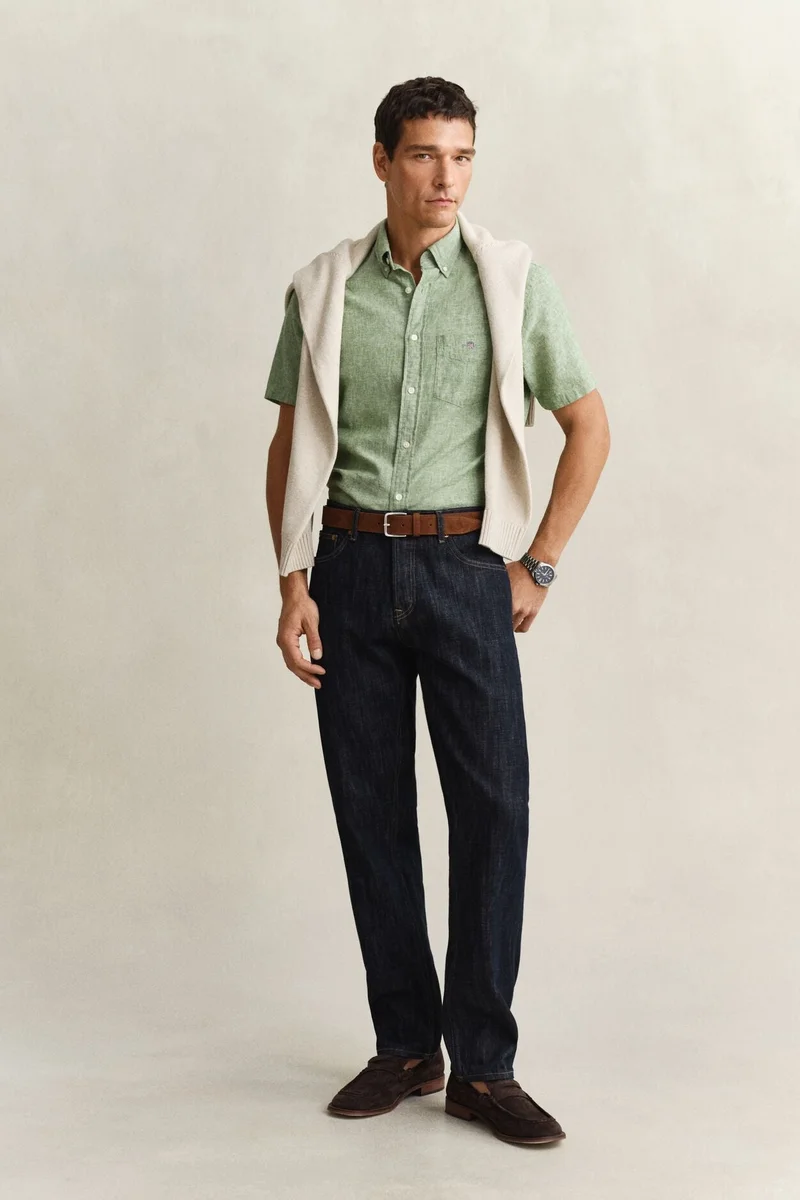 GANT  Regular Cotton Linen Short SleeveShirt for Men | Best Price UAE