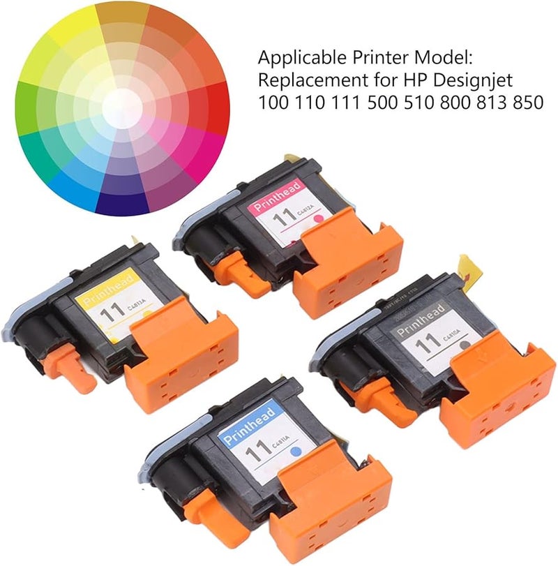 Topincn 4 Pcs Printer Printhead Replacement Black Cyan Yellow For 100 110 111 500 510 800 813 850 Clear Resolution - Image 5