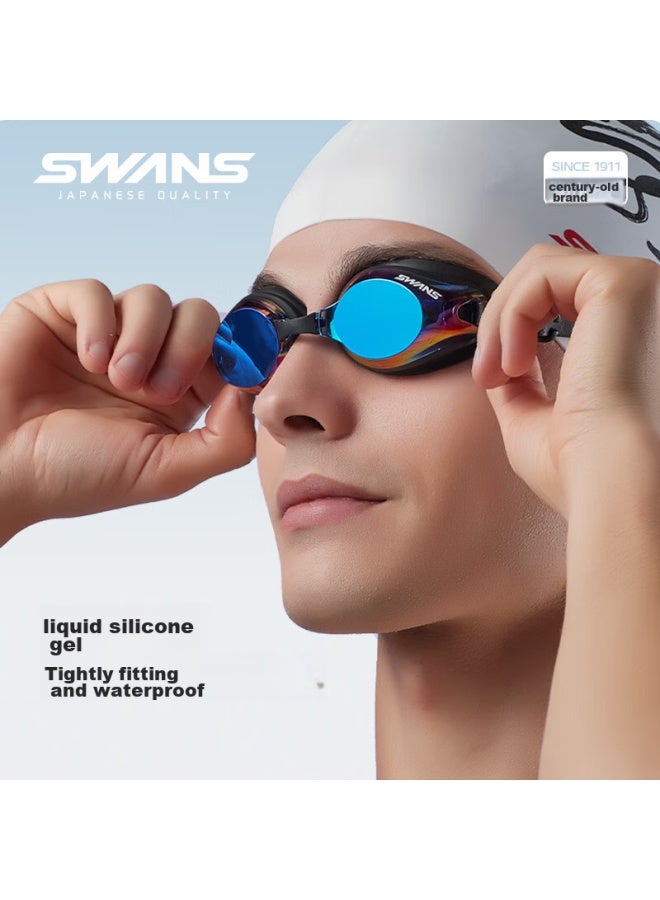 Swans Swimming Goggles With Coating, Imported From Japan, Waterproof, Anti-fog, High-definition, Large Frame, For Men And Women, Professional Diving, Navy Blue - Image 2