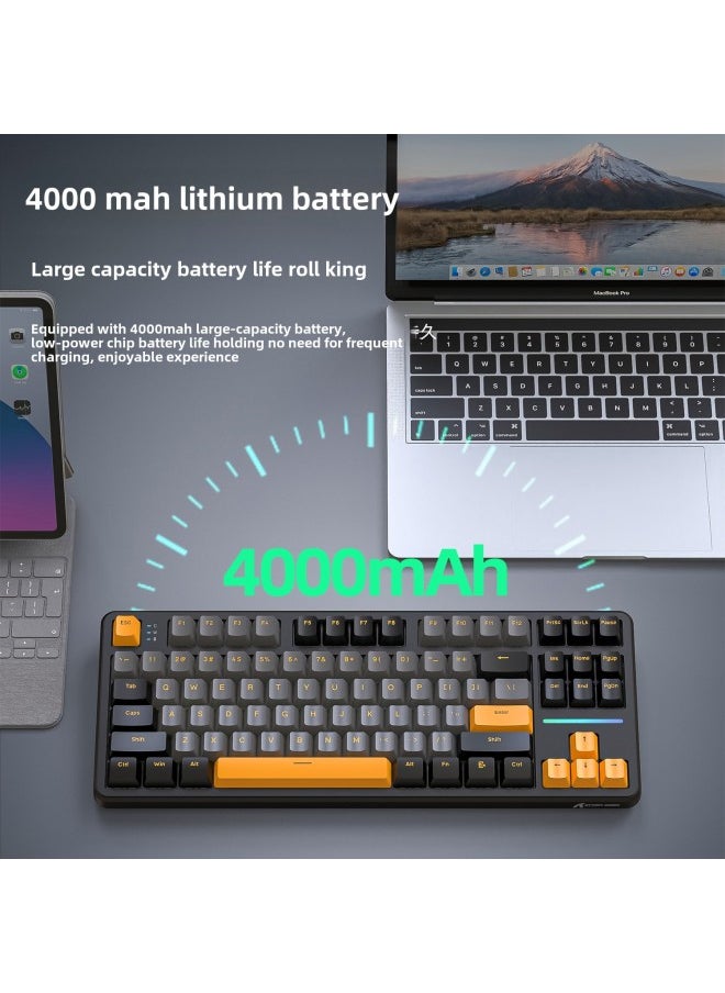 Generic - Attack Shark X87 Wireless Mechanical Keyboard Bluetooth Three-Mode Gasket Customized E-sports Side Engraved Gaming Keyboard-Color:Attack Shark X87 Three-mode Hot-swappable Rgb Lighting Stars Black Strawberry Shaft - Image 1