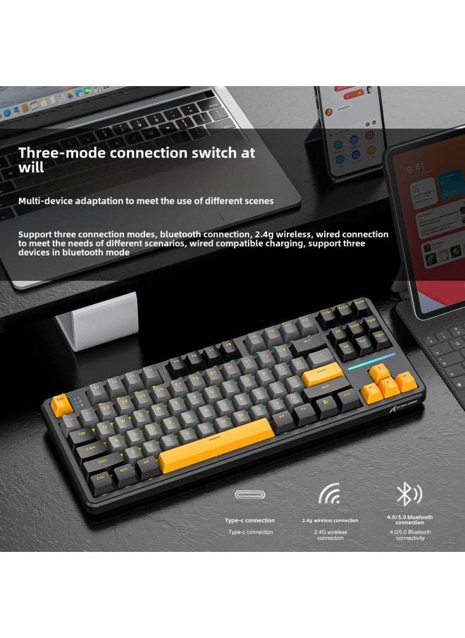 Generic - Attack Shark X87 Wireless Mechanical Keyboard Bluetooth Three-Mode Gasket Customized E-sports Side Engraved Gaming Keyboard-Color:Attack Shark X87 Three-mode Hot-swappable Rgb Lighting Stars Black Strawberry Shaft - Image 1