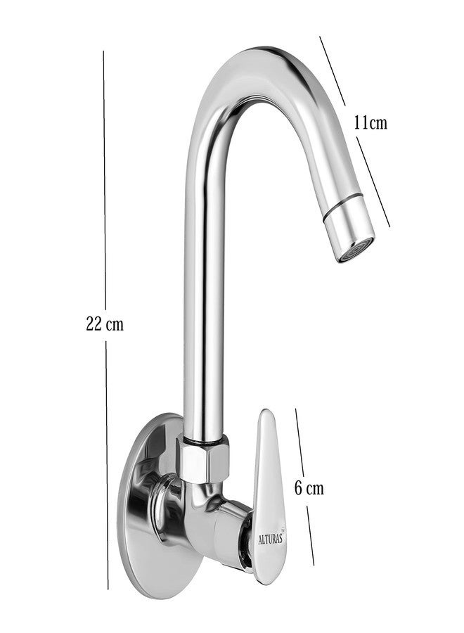 Alturas Kitchen Sink Cock with 360 Degree Swivel Spout | Kitchen Sink Tap | Kitchen Faucet, Brass, Chrome, Silver - Image 2