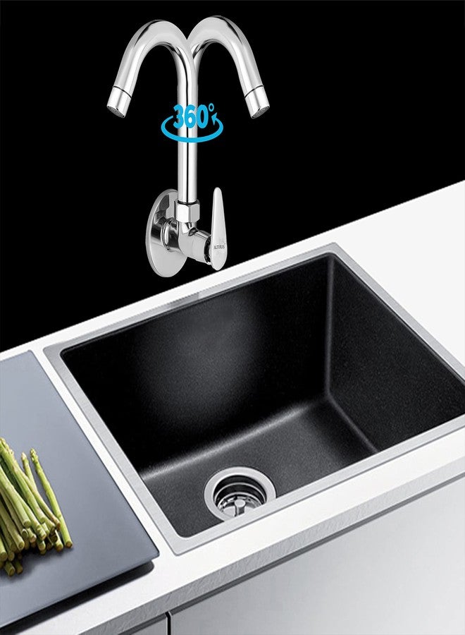 Alturas Kitchen Sink Cock with 360 Degree Swivel Spout | Kitchen Sink Tap | Kitchen Faucet, Brass, Chrome, Silver - Image 4