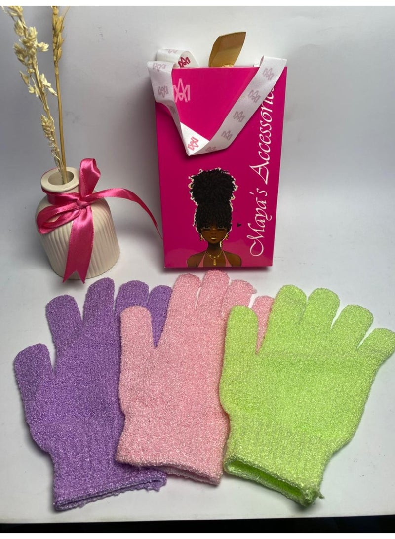 - قفازات تقشير من الخيزران للاستحمام - ليفة استحمام - مقشر للجسم للحمام - يزيل الشعر النامي تحت الجلد والجلد الميت قد يختلف اللون قطعة واحدة - Image 1