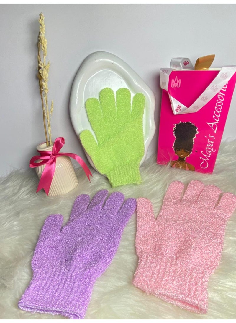 - قفازات تقشير من الخيزران للاستحمام - ليفة استحمام - مقشر للجسم للحمام - يزيل الشعر النامي تحت الجلد والجلد الميت قد يختلف اللون قطعة واحدة - Image 3