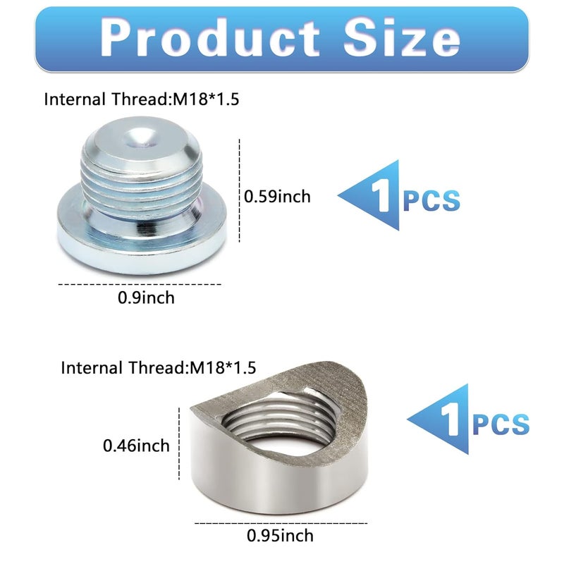 LEDAUT M18X1.5 Bung and Plug Notched Style Stepped Notched Style Mounting Bung and Plugs (1 Bungs/1 Plugs) - Image 2